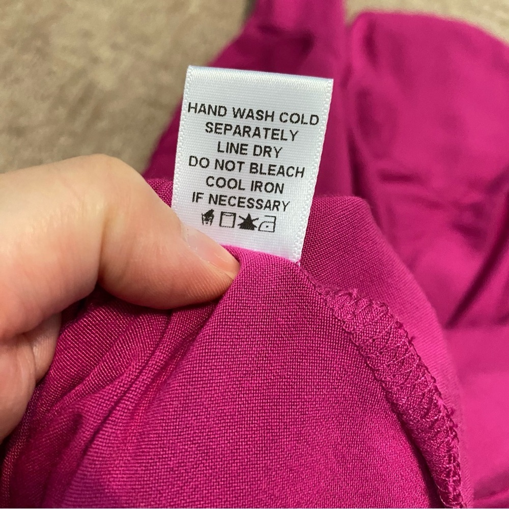 {Pleione} Mixed Media Roll Sleeve Top | Fuscia Pink ~ Size XS - Picture 14 of 15